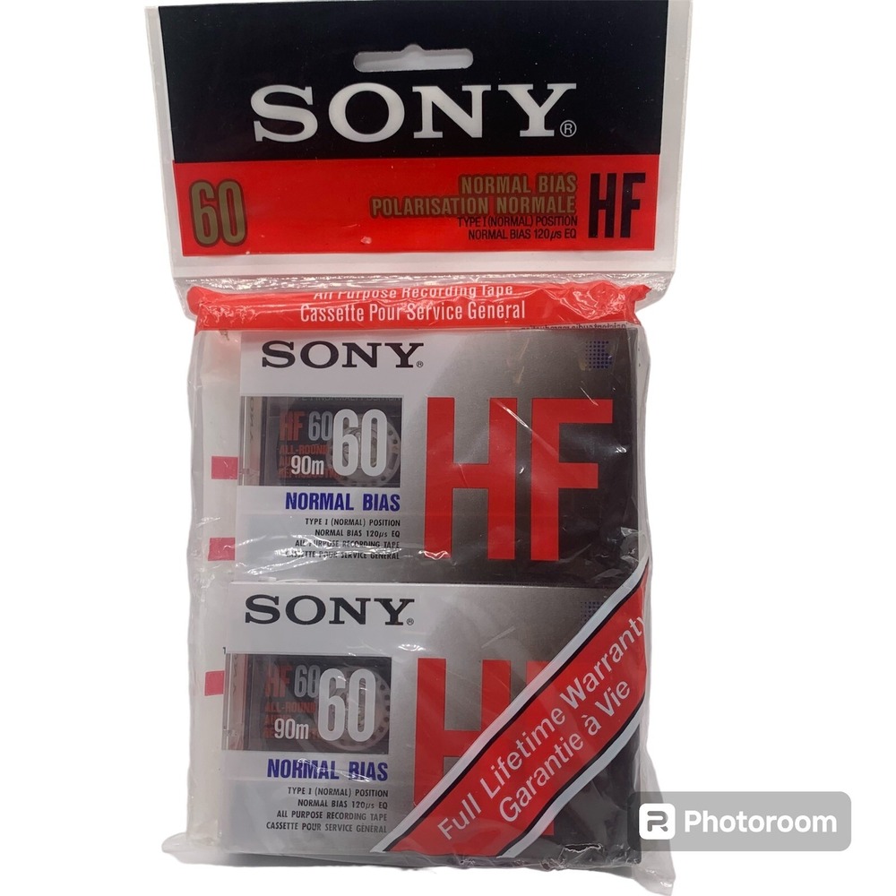 Sony Audio Cassette Tapes 2-Pack Clear HF 60 Normal Bias Type I 2-Pack NOS